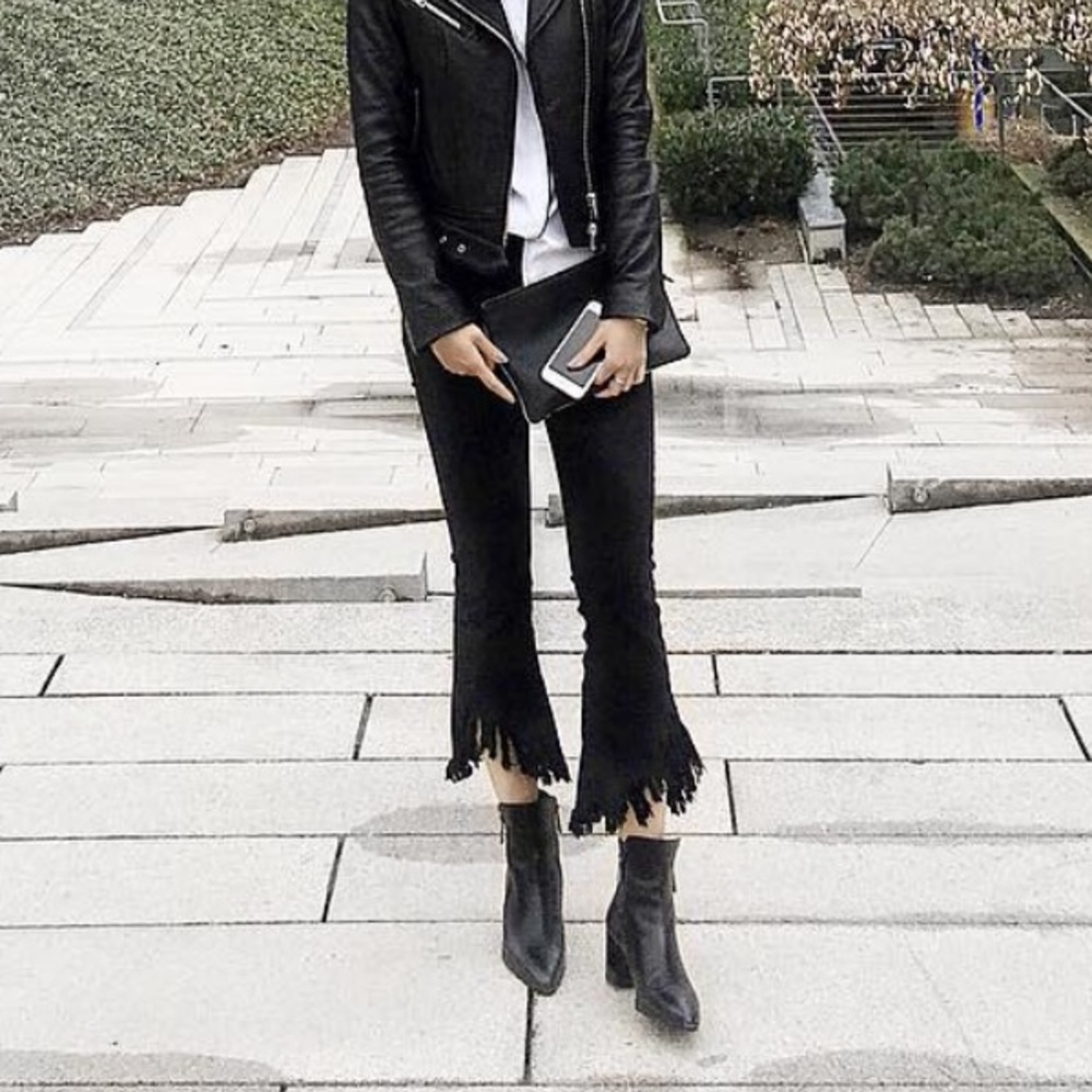 OAK+FORT Fringe Black Jeans Straight/Boot Cut